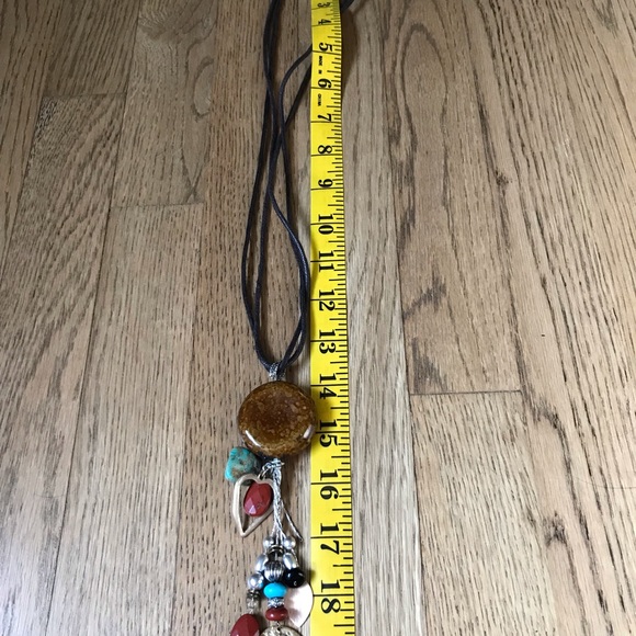 Vintage Brown leather and various stone necklace - Picture 3 of 6